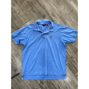 Lincs DC Mens Large Red Collar Blue Embroidered Logo Cotton S/S Golf Polo L